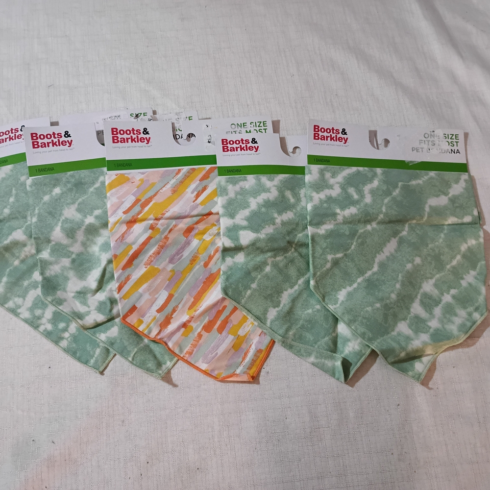 Boots & Barkley Green and Orange Dog Bandanas